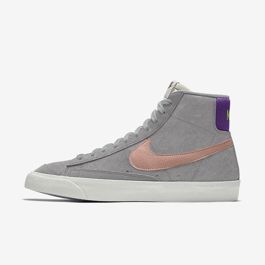 Giày Nike Blazer Mid '77 By You Nam Xám Xanh Hồng